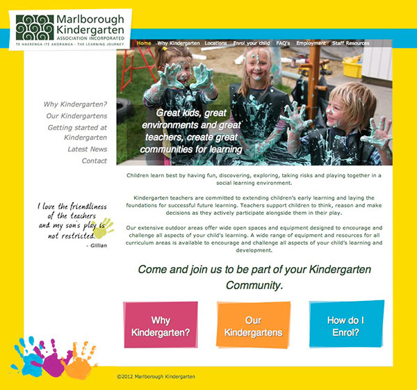 Marlborough Kindergarten Association website design