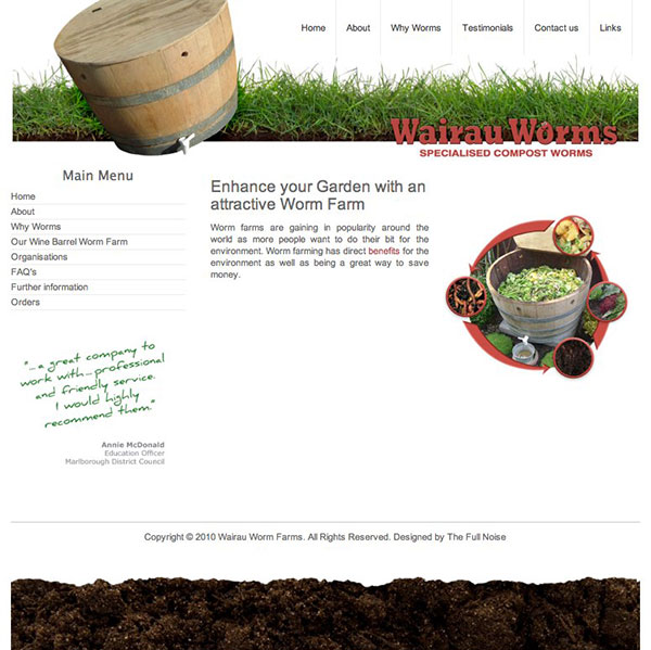 Wairau Worms website design