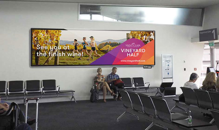 Vineyard half marathon - Airport billboard graphic design